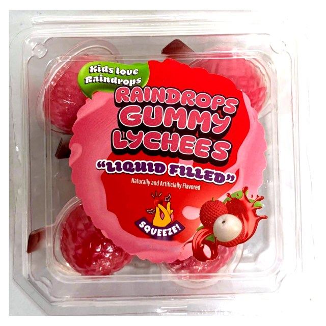 Liquid filled gummy lychees