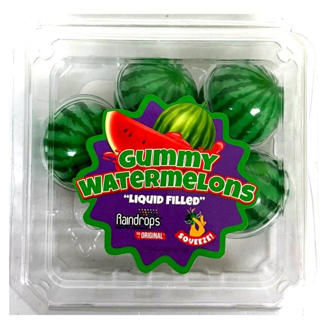 Liquid filled gummy watermelons
